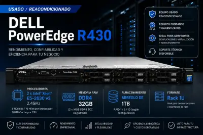 Servidor Dell PowerEdge R430 32GB Reacondicionado - miniatura 1
