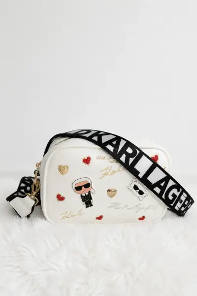 Cartera Karl Lagerfeld Blanca con Correas Decorativas - miniatura 1