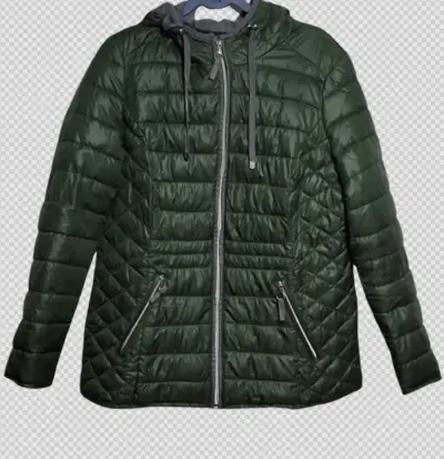 Chaqueta acolchada verde con capucha - miniatura 1