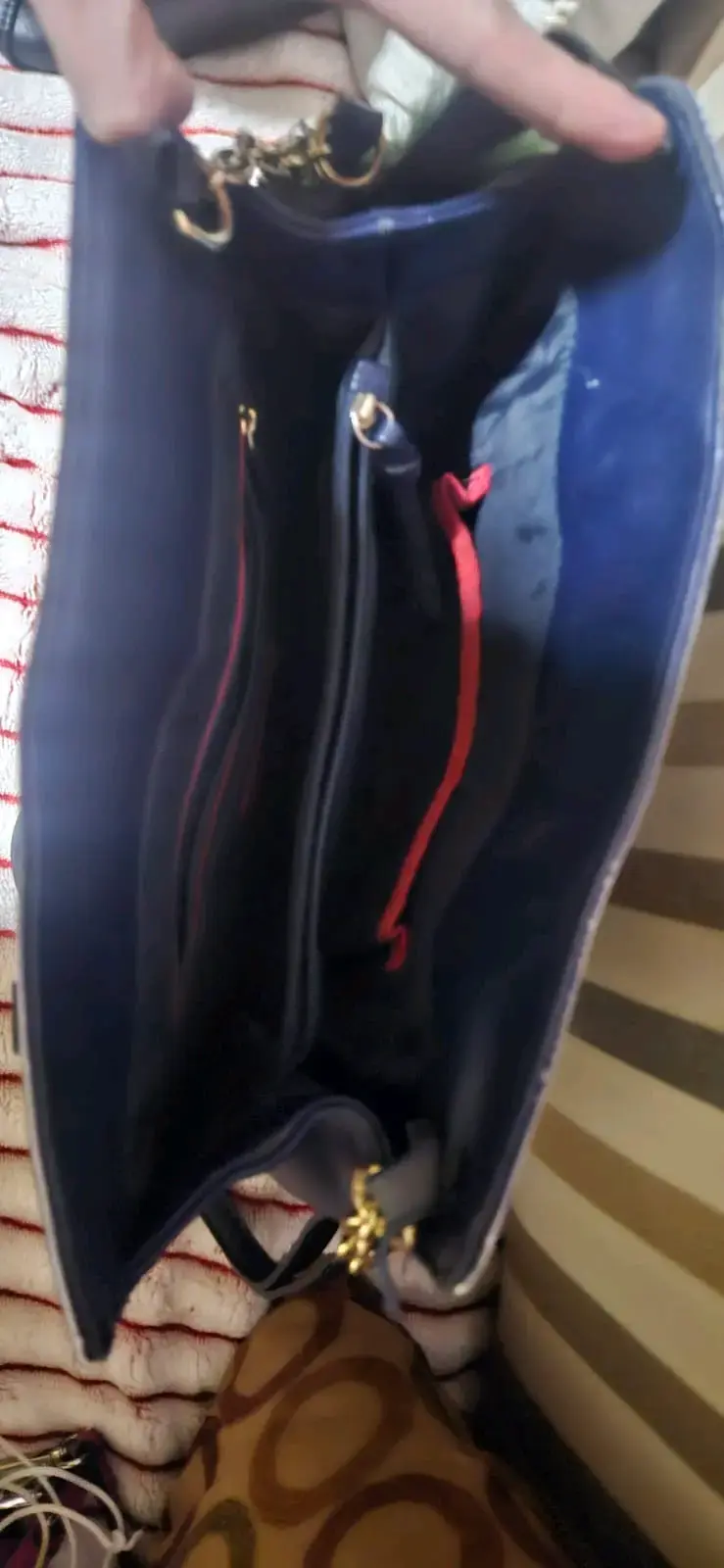Bolso Tommy Hilfiger rayas azul y marrón - 3