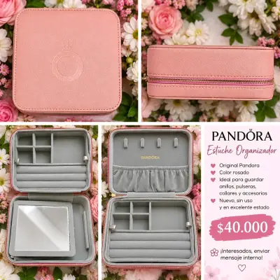 Estuche organizador Pandora rosado para joyas - miniatura 1