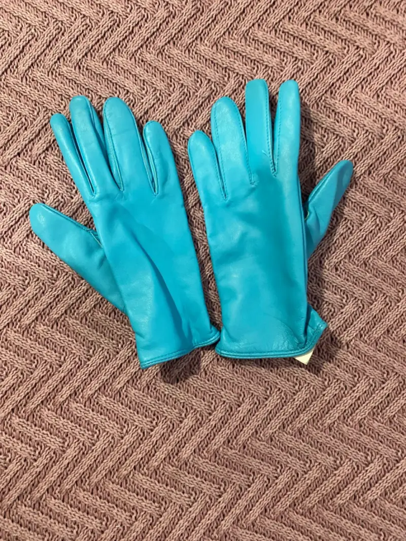 Guantes de cuero de oveja color calipso - 1