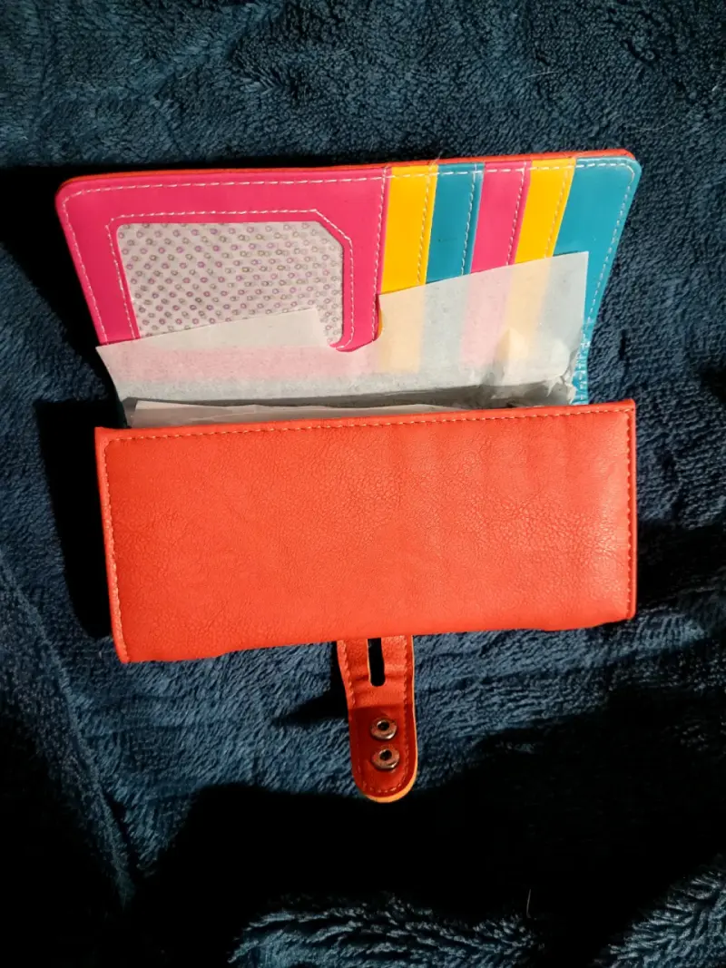 Billetera de cuero roja Easterstar con múltiples compartimentos - 3