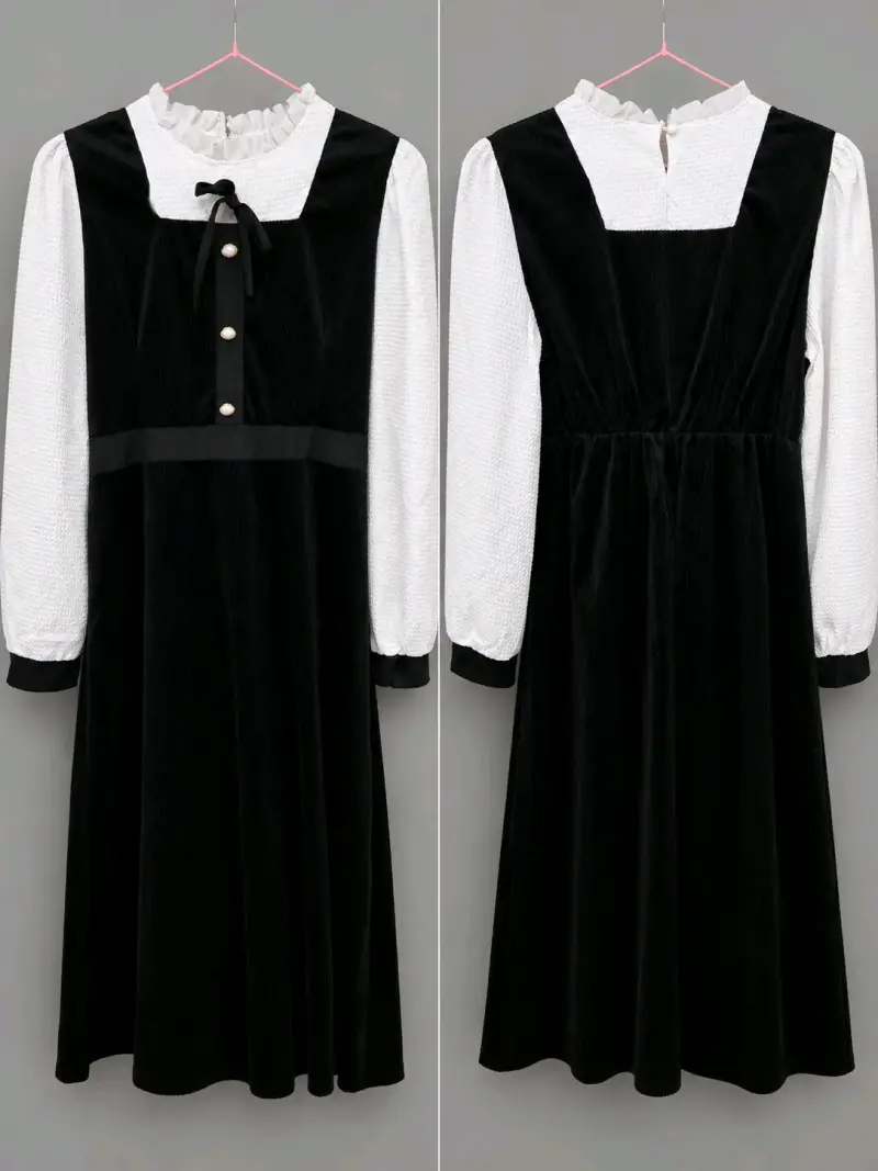 Vestido vintage blanco y negro con lazo