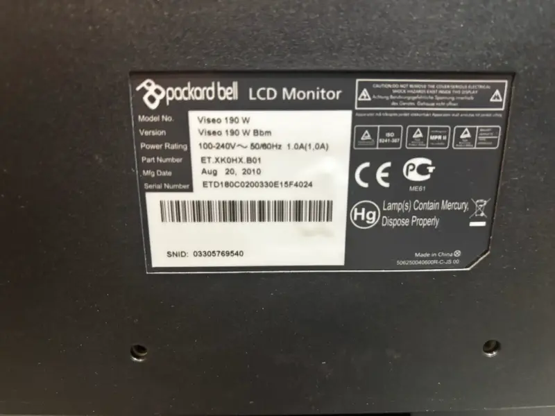 Monitor LCD Packard Bell Viseo 190W - 4