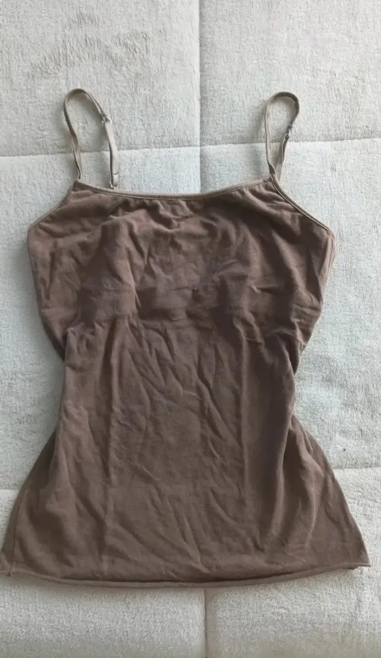 Camiseta sin mangas marrón de algodón - 1