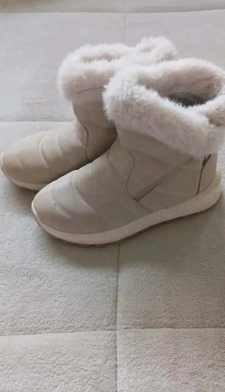 Botas de invierno beige con forro de peluche - 1