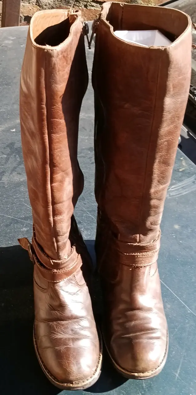 Botas largas de cuero marrón para mujer - 4