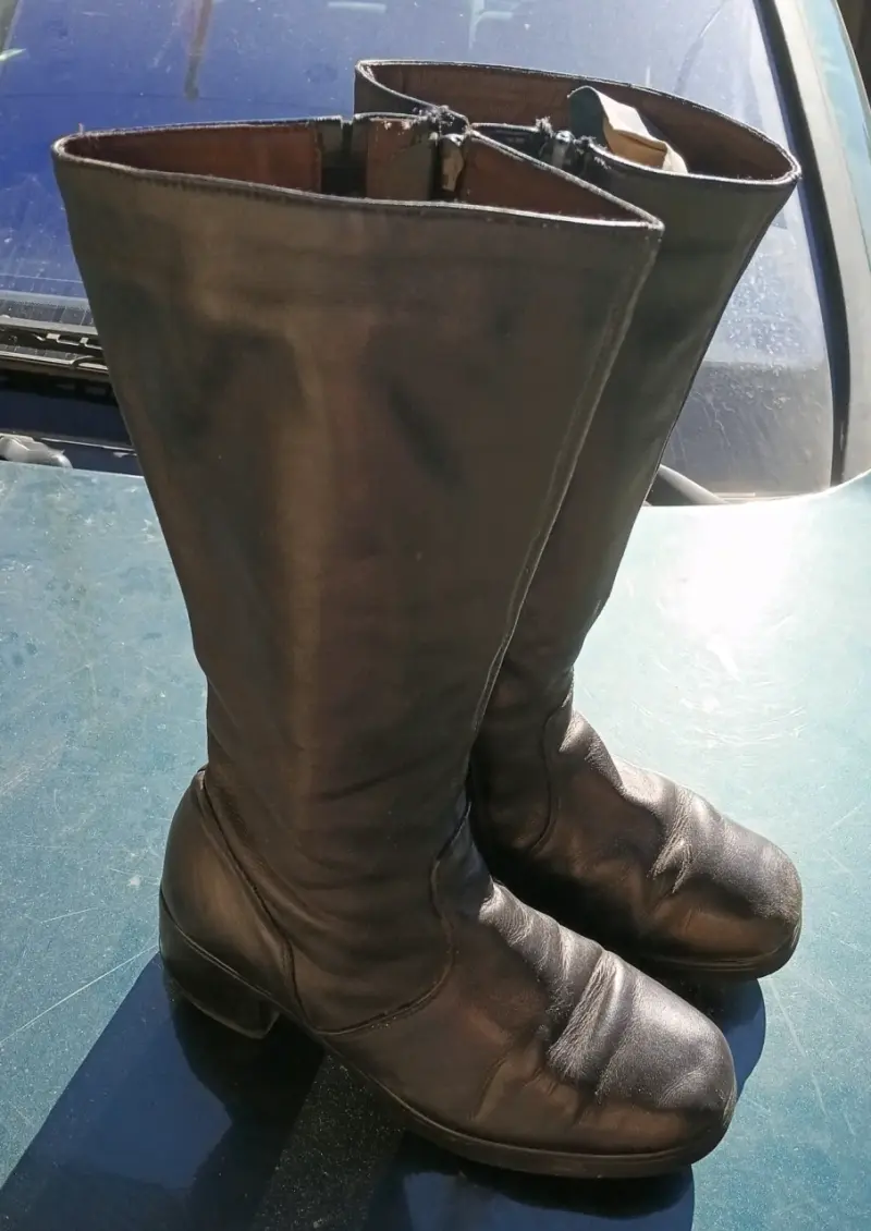 Botas largas de cuero marrón para mujer - 5
