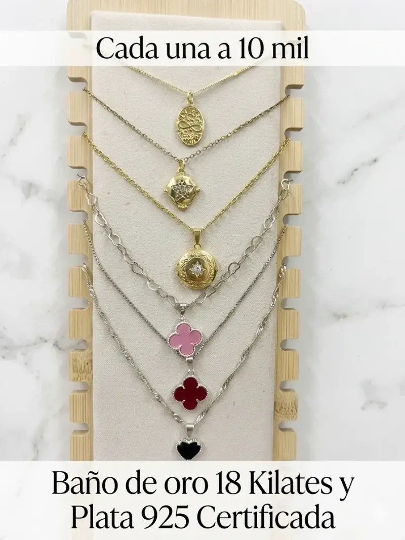 Collares de plata 925 y otros con baño de oro 18K