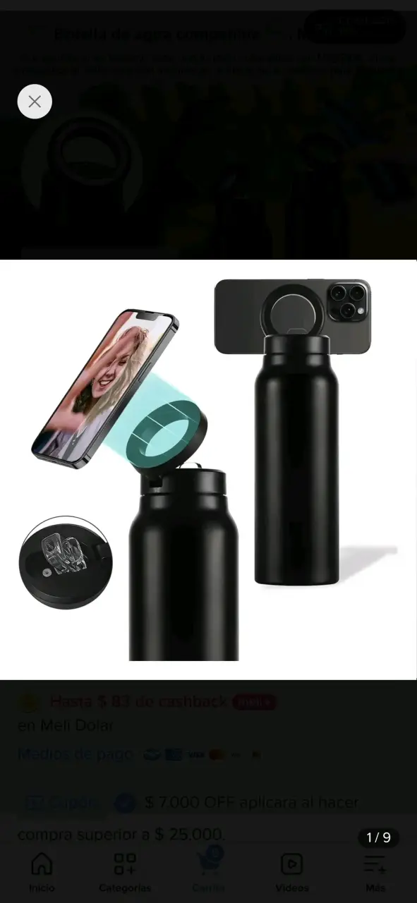 Botella de agua con soporte magnético para celular - 2
