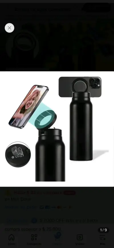 Botella de agua con soporte magnético para celular - miniatura 2