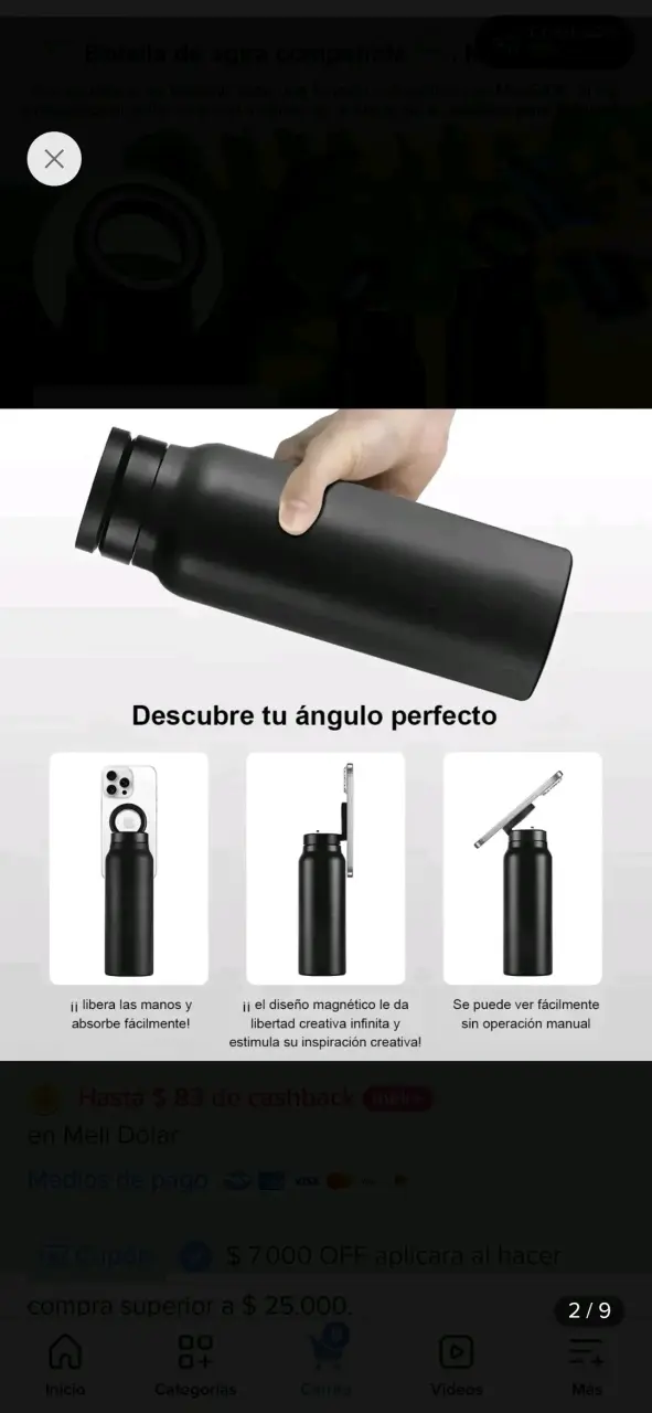 Botella de agua con soporte magnético para celular - 3