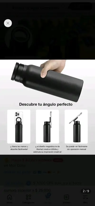 Botella de agua con soporte magnético para celular - miniatura 3