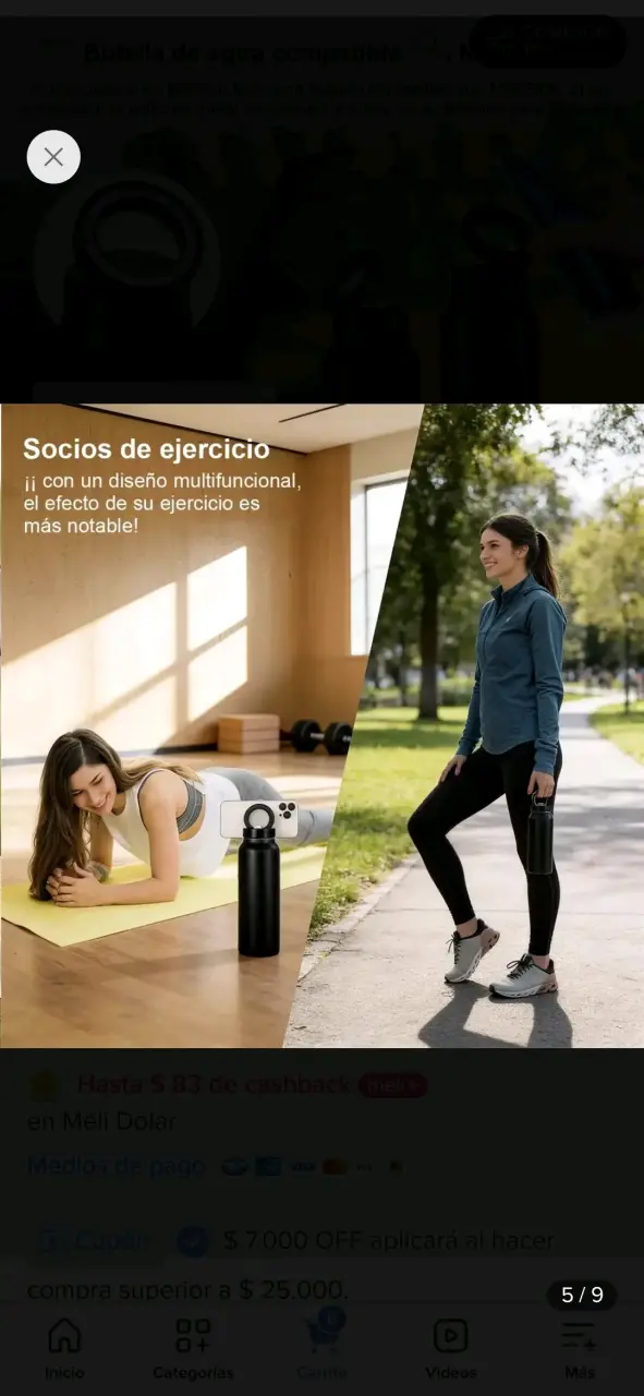 Botella de agua con soporte magnético para celular - 4