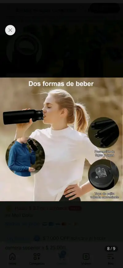 Botella de agua con soporte magnético para celular - miniatura 5