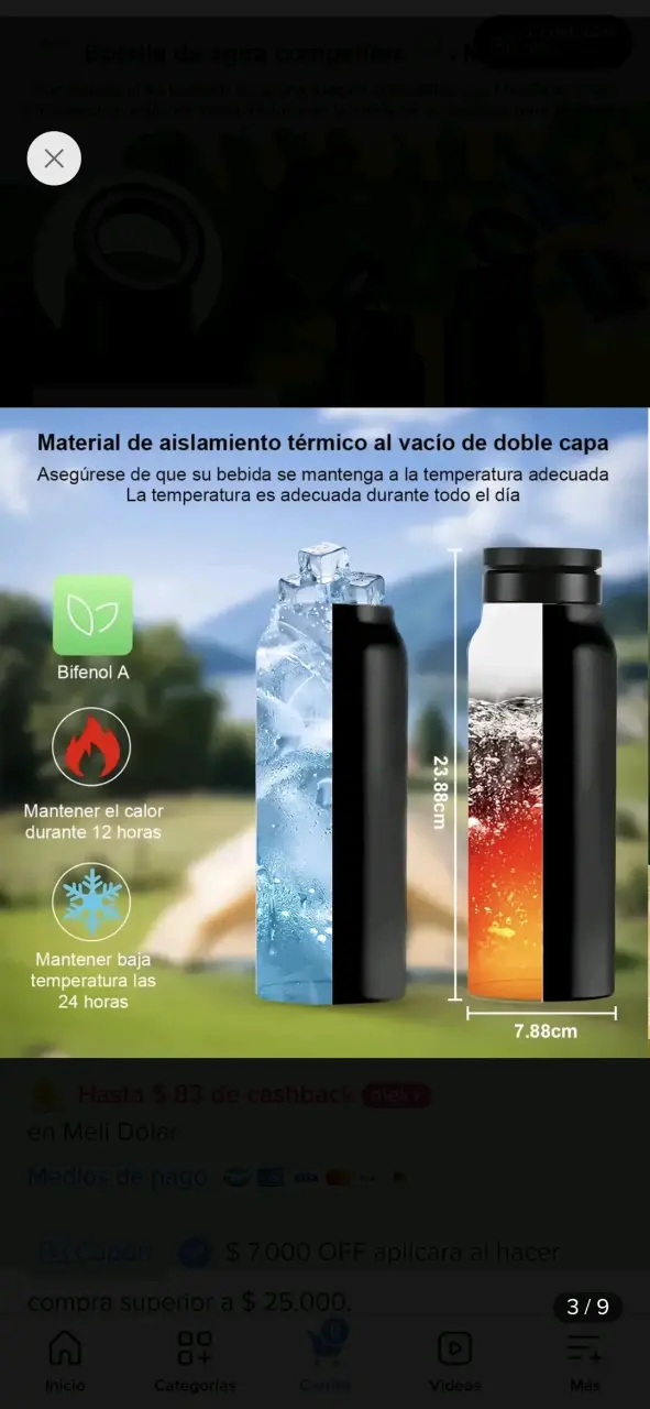 Botella de agua con soporte magnético para celular - 6