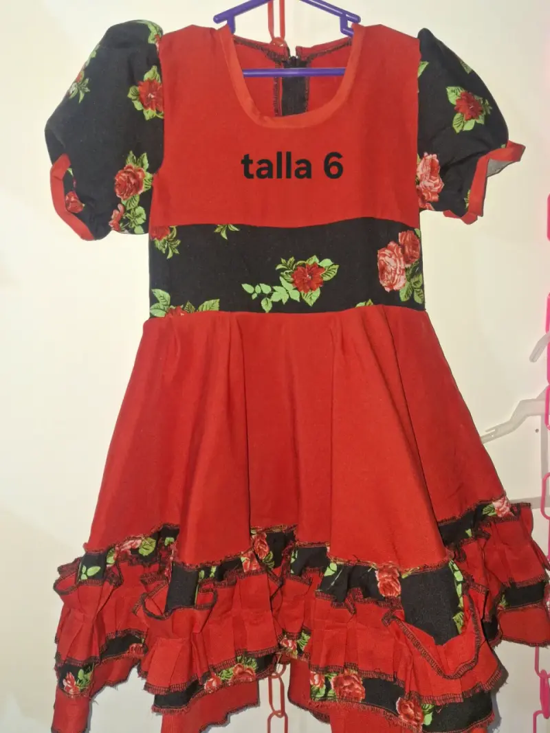 Vestido de niña con diseño floral talla 14 - 4