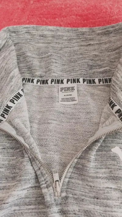 Suéter gris con cierre y detalles de lazo Pink - miniatura 3
