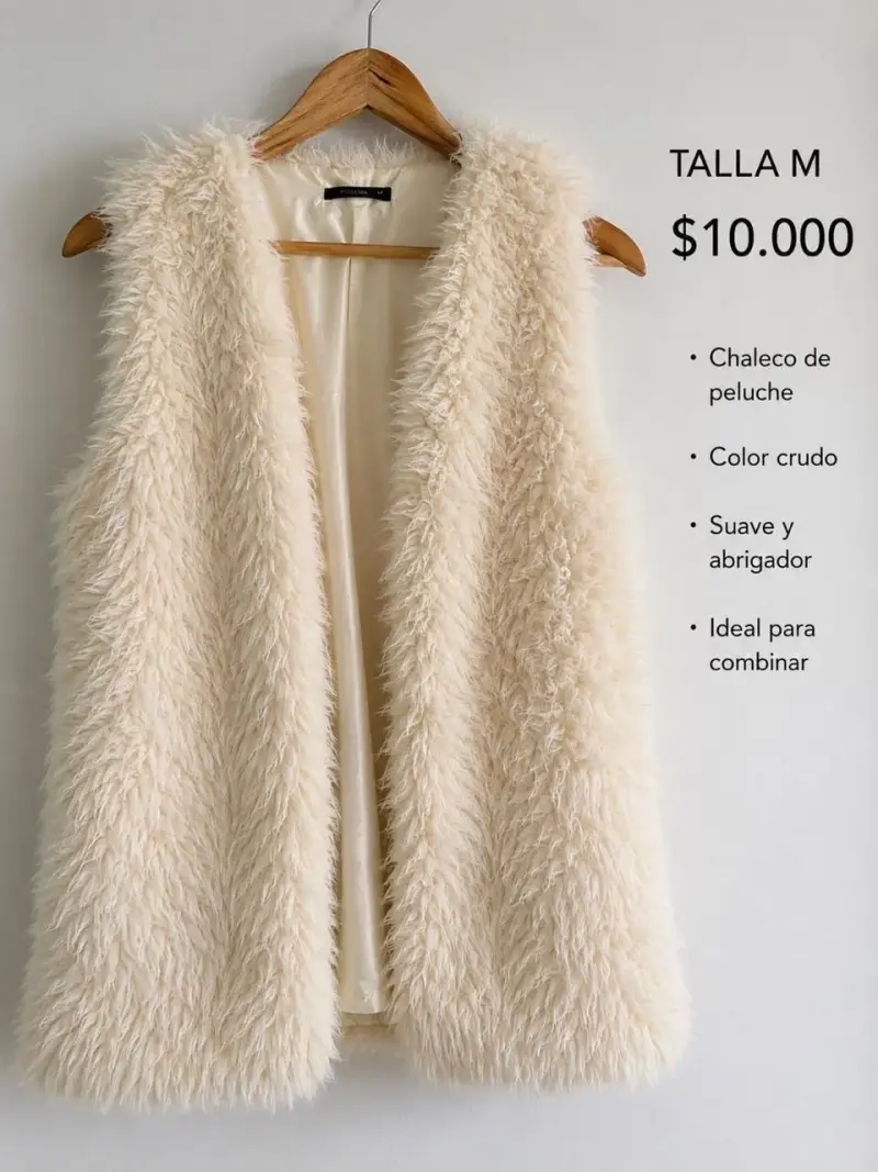 Chaleco de peluche color crudo talla M