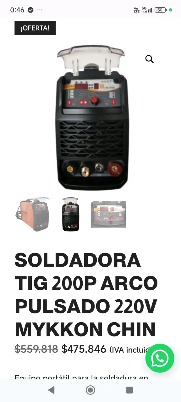 Soldadora TIG 200P Arco Pulsado 220V Mykkon - 2