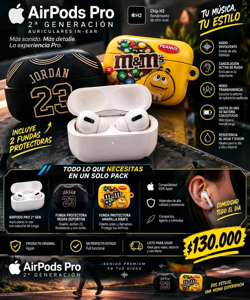 AirPods Pro 2da Generación con Fundas Protectores