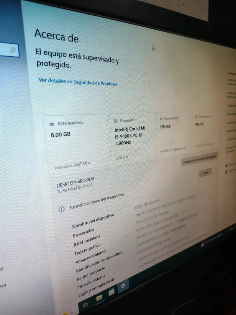 PC de Escritorio Intel Core i5 9400 8GB RAM - 3