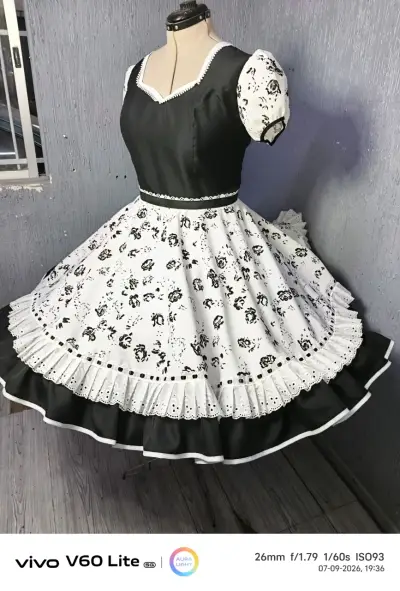 Vestido folklórico con diseño floral y bordado - miniatura 4