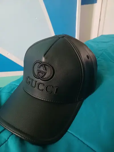Gorra de cuero negra GG - miniatura 1