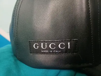 Gorra de cuero negra GG - miniatura 2
