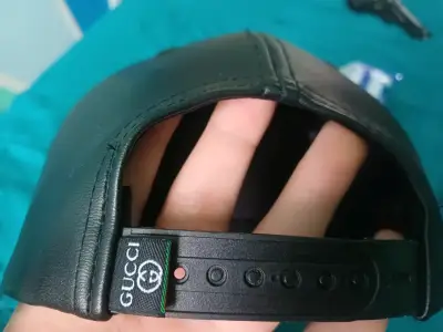 Gorra de cuero negra GG - miniatura 3