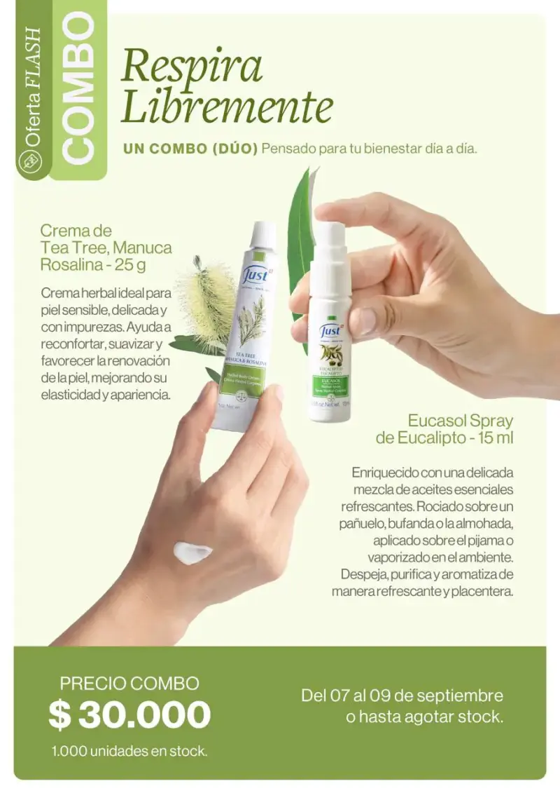 Combo Crema y Spray Just para Piel Sensible