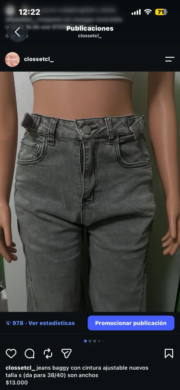 Jeans baggy gris con cintura ajustable nuevos - 1