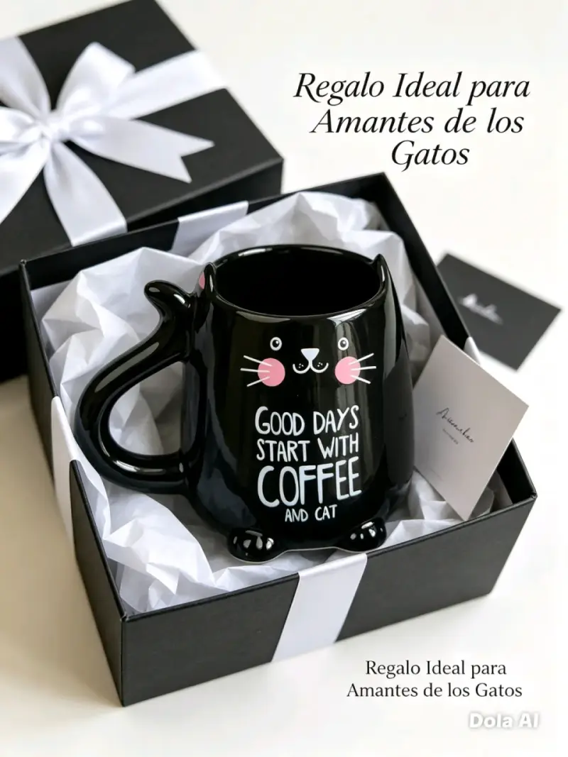 Taza 3D Gato Negro para Café - 2