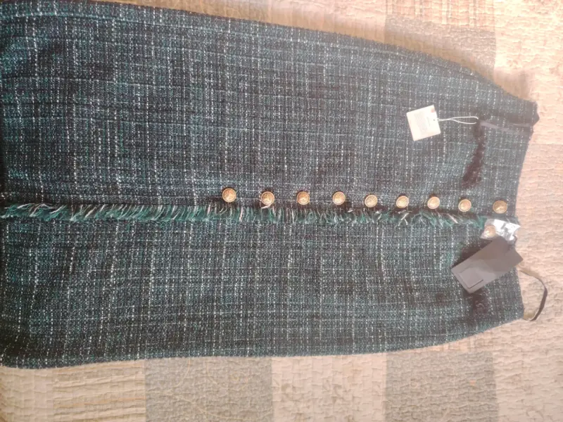 Falda Ellie Makir de tweed verde - 6