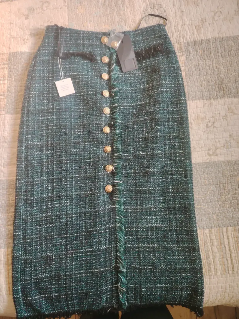Falda Ellie Makir de tweed verde - 7