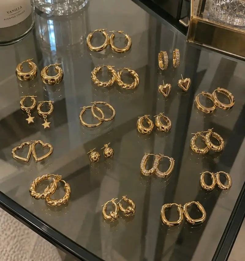 Set de Aros de Oro 18K Variados - 2