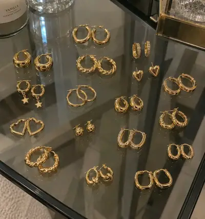 Set de Aros de Oro 18K Variados - miniatura 2