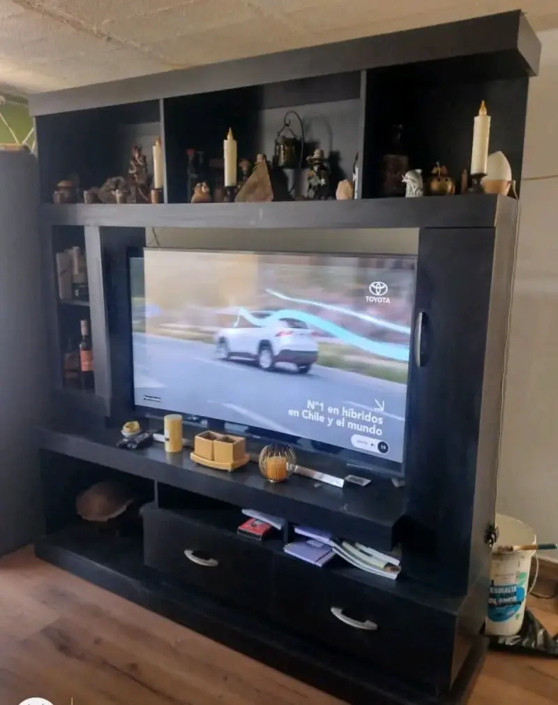 Mueble de Entretenimiento Negro con Estantes - 2