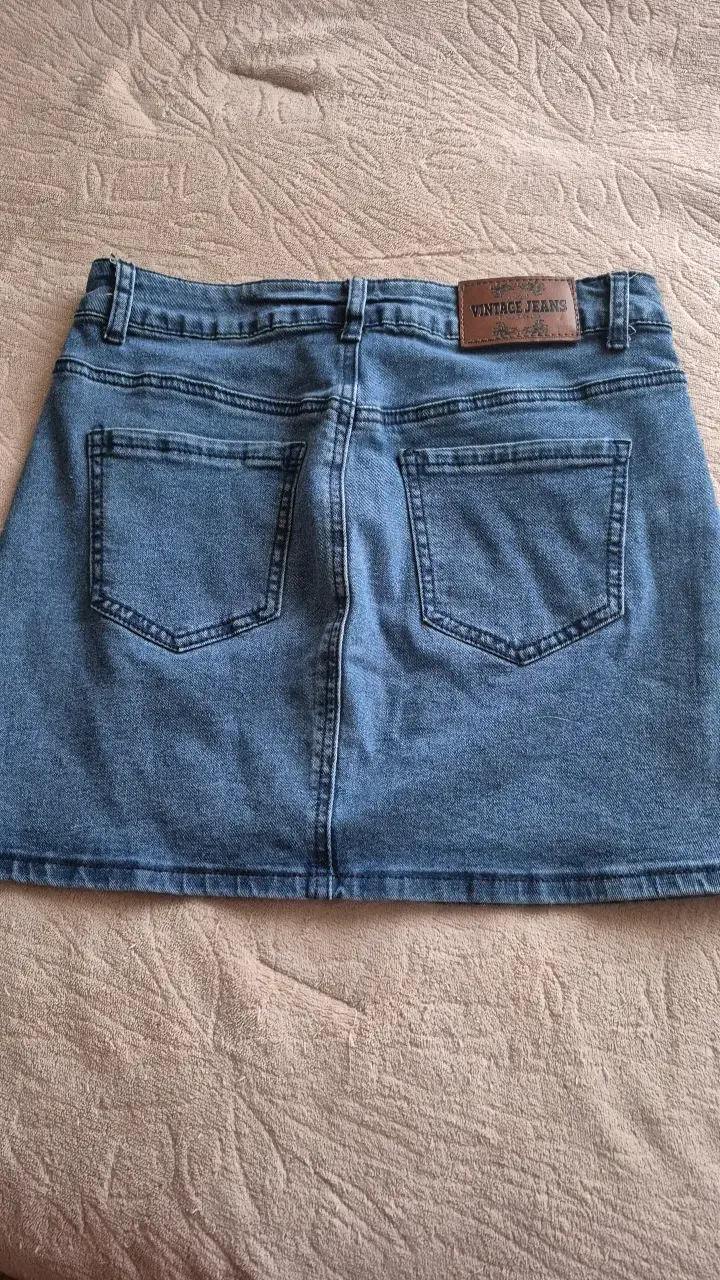 Falda de mezclilla azul estilo vintage - 2
