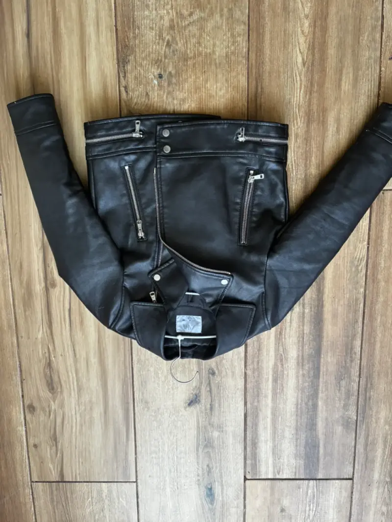 Chaqueta de cuero negra cierre metálico zara kids - 1