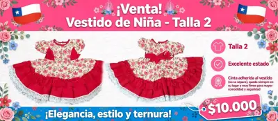 Vestido de huasita para niña talla 2 - miniatura 1