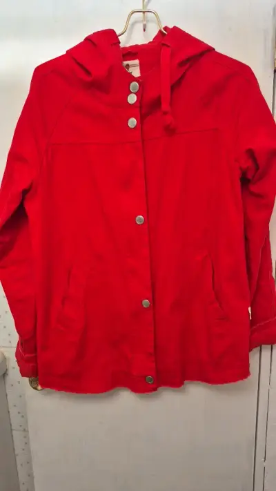 Chaqueta roja con capucha para mujer - miniatura 1