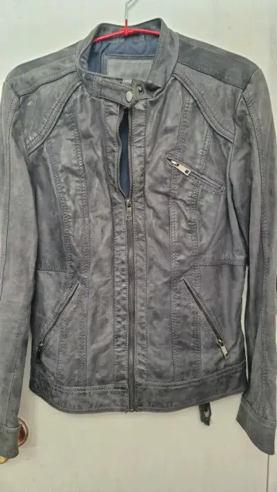 Chaqueta de cuero gris Basement mujer - miniatura 1