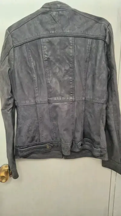 Chaqueta de cuero gris Basement mujer - miniatura 3