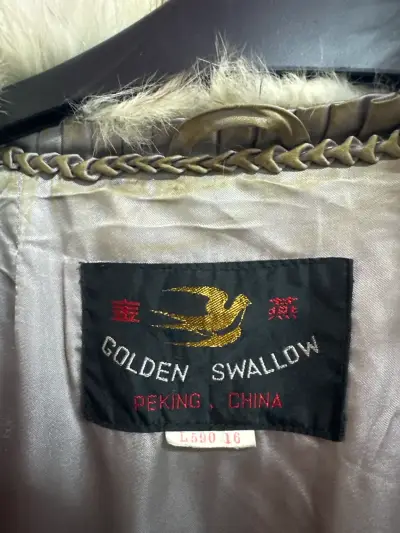 Abrigo piel de conejo Golden Swallow beige largo - miniatura 2