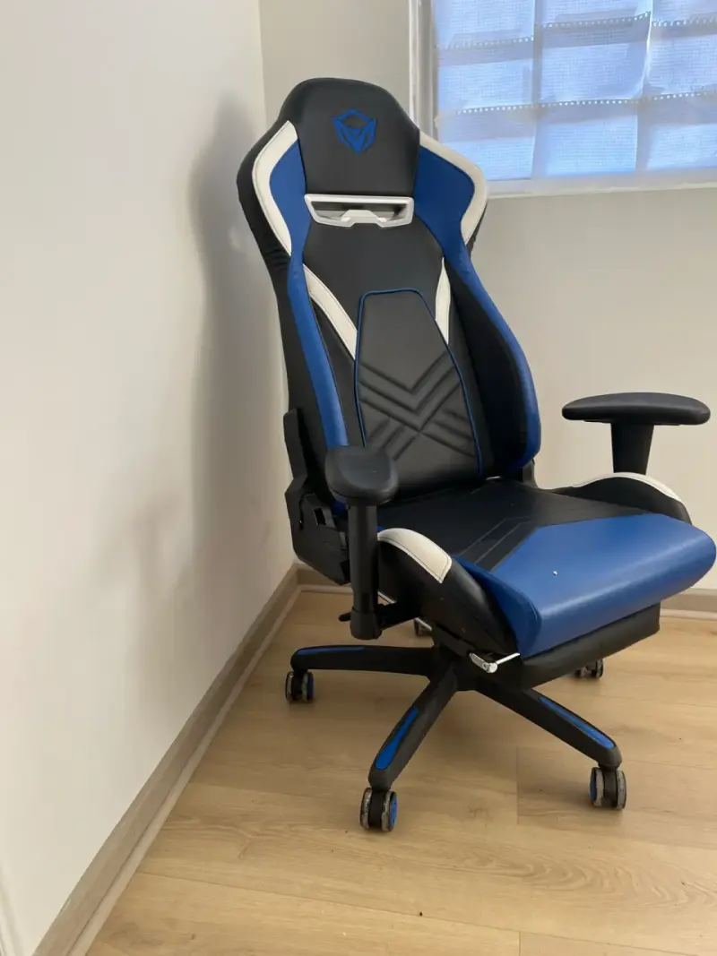 Silla Gamer Ergonómica Azul y Negra - 3