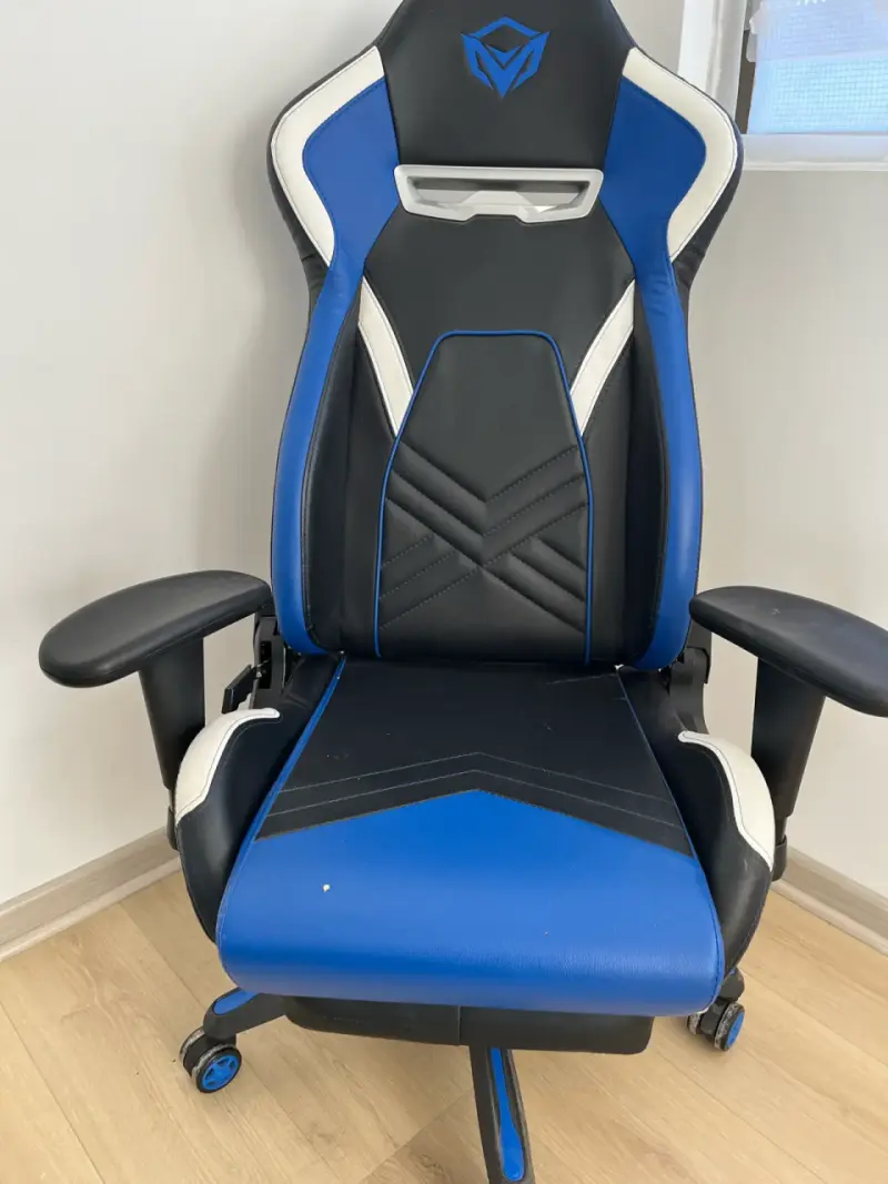 Silla Gamer Ergonómica Azul y Negra - 4