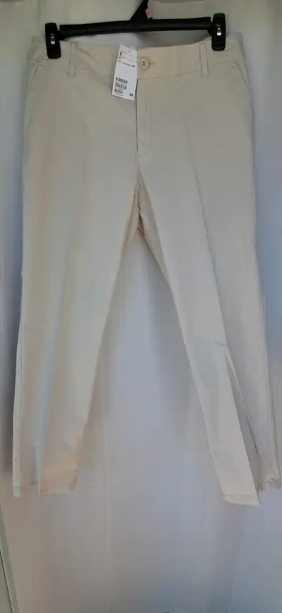Pantalones beige de algodón H&M talla 44 - miniatura 1