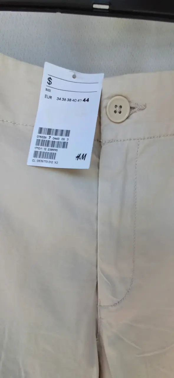 Pantalones beige de algodón H&M talla 44 - 3